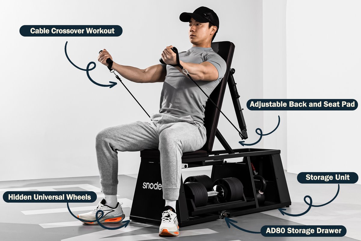 SnodeSports's tweet image. Small footprint, big performance! Snode 4 in 1 Adjustable Storage Bench with Cable Crossover for Total Body Workout.
snodesport.com/products/snode…
#snode #adjustablebench #homegym #StrengthTraining #storagebench