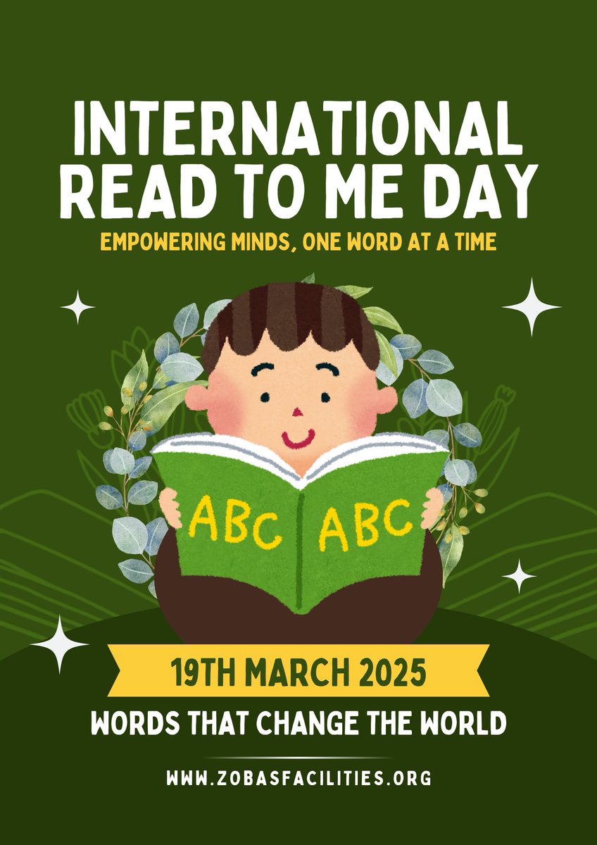 It's the International Read To Me Day!

The Read To Me Culture is one that we should emulate, to steer our wards on the path of reading.

As the weekend draws near, let's visit a library, pick up a book, and endeavour to read aloud to our children.

#readtome 
#zobasfacilities