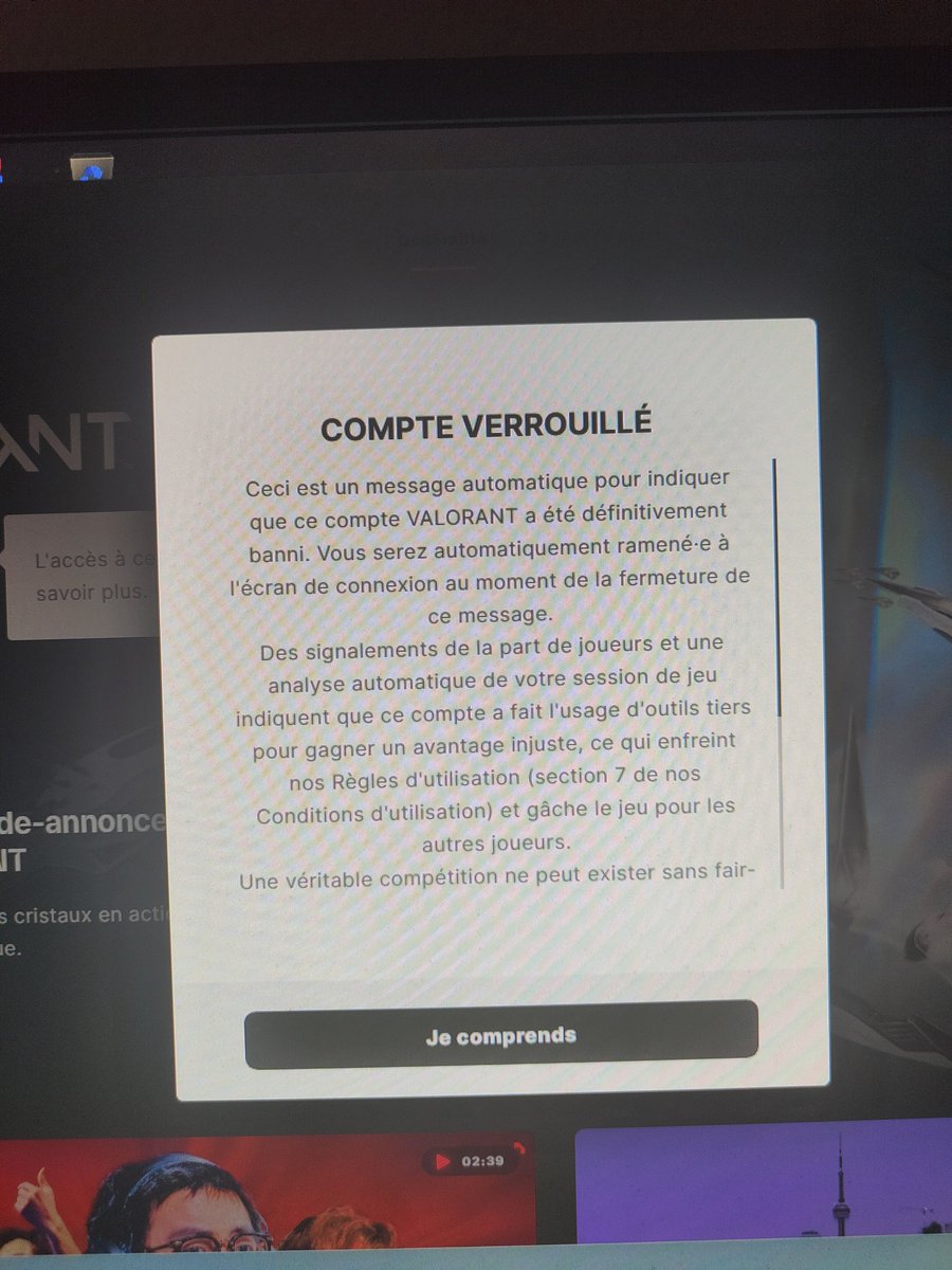 RayZer (@rayzercsgo) on Twitter photo Bonjour, je me permet de refaire un tweet.
Actuellement Ban valorant a tort depuis 5j .
Cette situation était déjà arrivée le 17 juin dernier et avait été réglée facilement par le support.
Après 5j de tickets je n'ai toujours pas eu de retour.
<a href="/RiotGamesFrance/">Riot Games France</a>
<a href="/RiotSupportFR/">Riot Support FR</a> Bonjour, je me permet de refaire un tweet.
Actuellement Ban valorant a tort depuis 5j .
Cette situation était déjà arrivée le 17 juin dernier et avait été réglée facilement par le support.
Après 5j de tickets je n'ai toujours pas eu de retour.
<a href="/RiotGamesFrance/">Riot Games France</a>
<a href="/RiotSupportFR/">Riot Support FR</a>