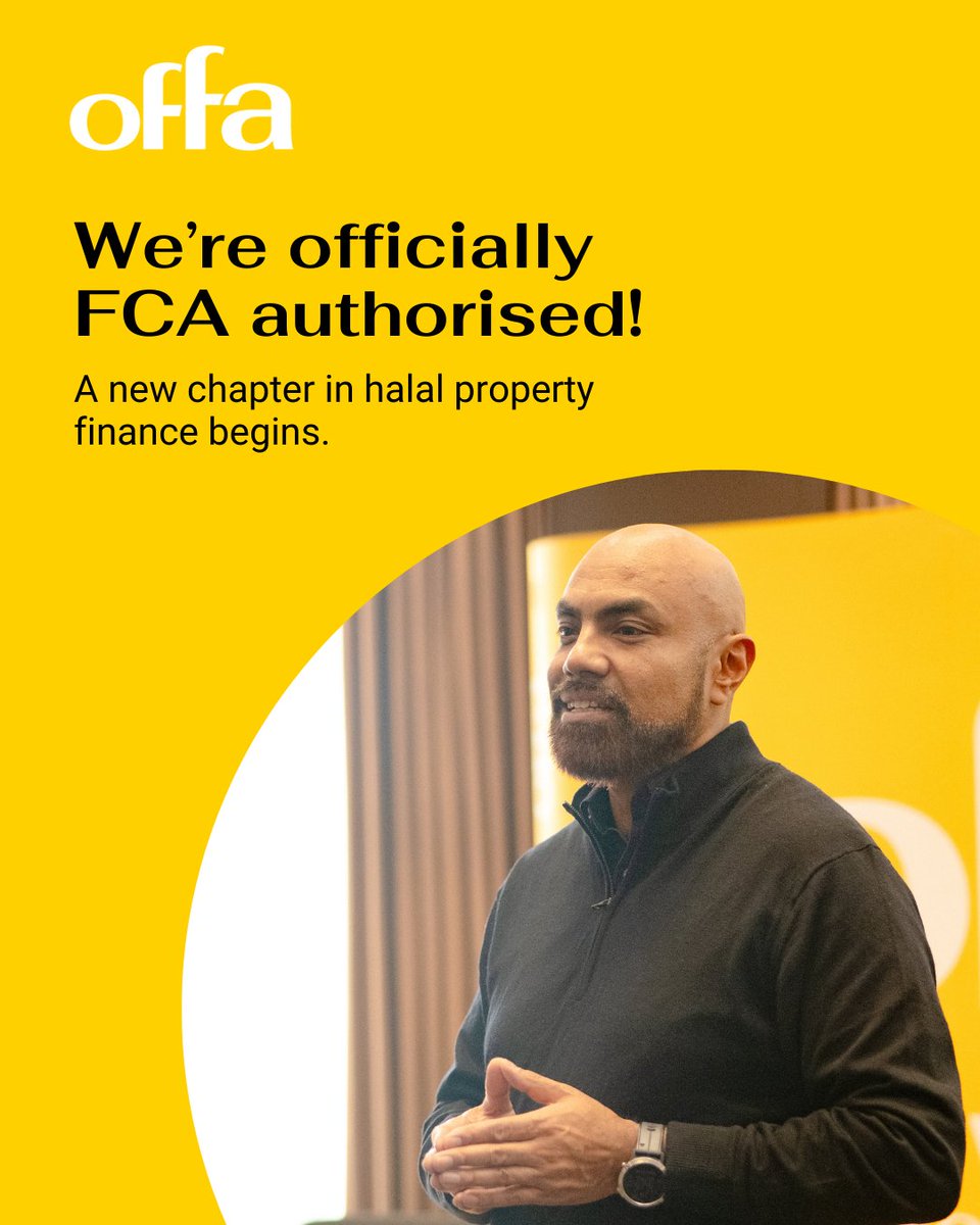 We are proud to be FCA Authorised! ✅  

This is an important milestone in our journey to offer more Sharia-compliant property finance products.  

Learn more: offa.co.uk/financial-cond…

#OffaFinance #FCAApproved