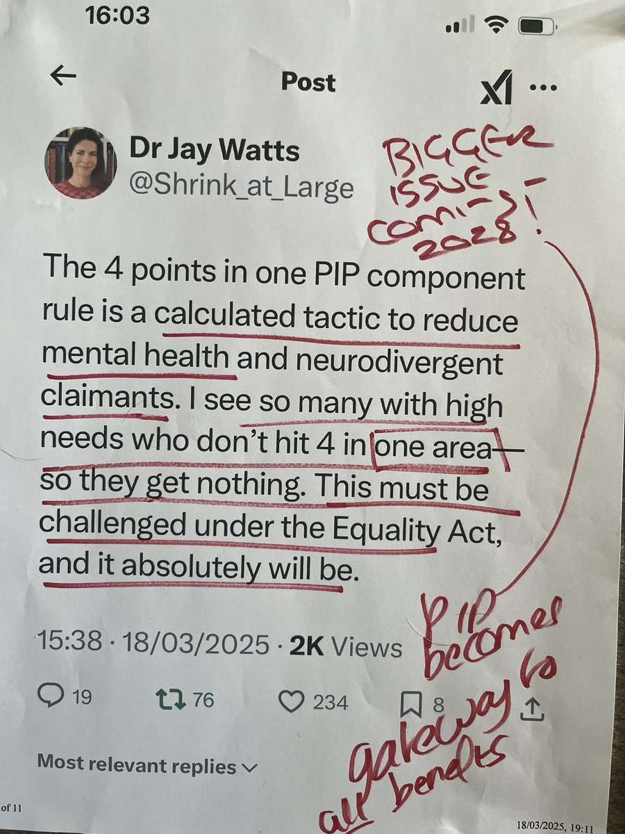 MCOT20's tweet image. For anyone with a mental health illness who did not understand how the disabled benefits slash particularly discriminates against them, even severe mental illness, this is why and how: #DisabilityBenefits #MentalHealth #LabourAreDangerous