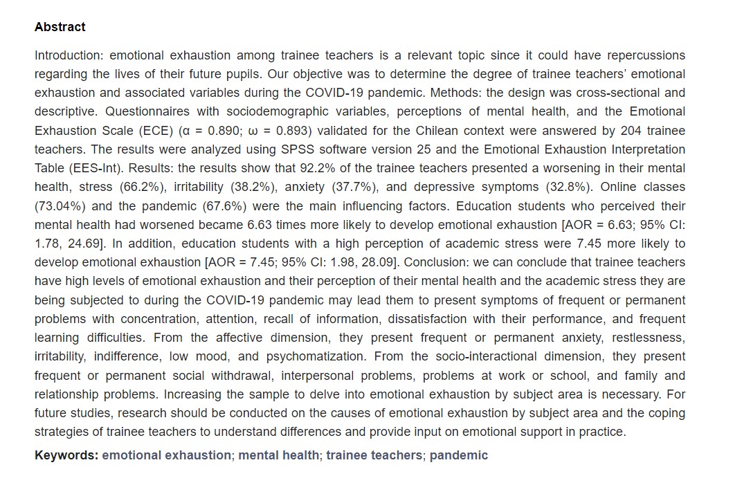🥳🤩Welcome to read👉"#EmotionalExhaustion #Variables in #TraineeTeachers during the #COVID19Pandemic"📜by🧑‍💻👩‍💻Jonathan Martínez-Líbano &amp; 
<a href="/MariaYeomans/">Maria Mercedes Yeomans Cabrera</a>
:📍mdpi.com/2254-9625/13/2…
#mentalhealth #pandemic