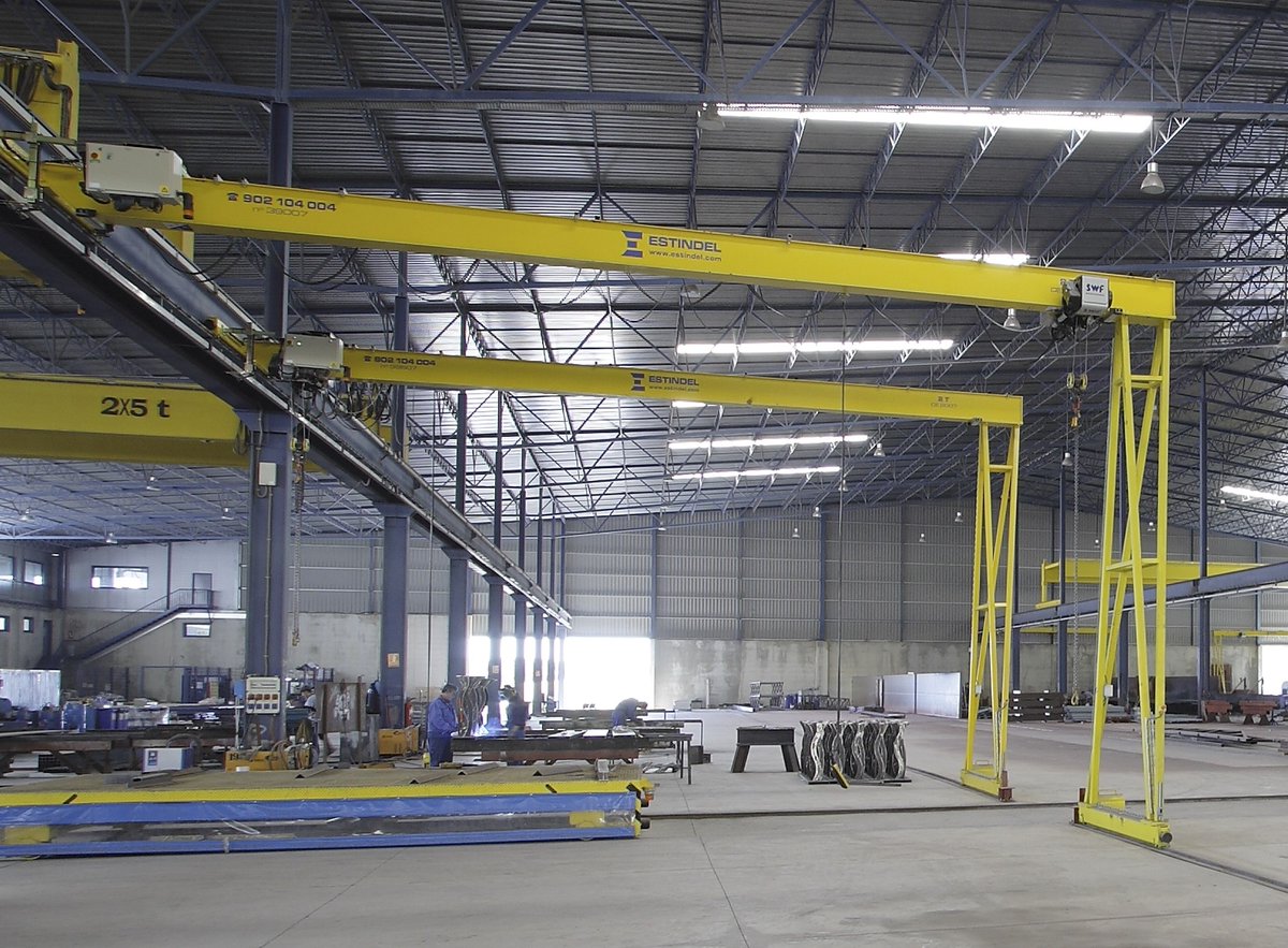 GRÚAS SEMIPÓRTICO
Colocadas a uno o ambos lados de una nave industrial, y con Puentes Grúa de más capacidad por encima de ellos, dan asistencia a otras máquinas.
#ElevamostuEmpresa #IngenieriaIndustrial #IngenieríadeElevacion #elevacionindustrial
👉  estindel.com/gruas-portico-…