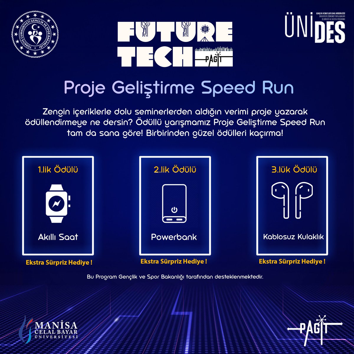 Future Tech'e Davetlisiniz!
AI, Blockchain, VR, Robotik ve daha fazlası!
Uzman konuşmacılar, VR deneyimi, ödüllü yarışmalar, çekilişler! 
Hemen kayıt olun!  forms.gle/h5nsEitpyuHGNc…

#MCBÜ #ManisaCelalBayarÜniversitesi
#MCBÜai #MCBÜyapayzeka #MCBÜöğrenci #MCBÜproje #FutureTech2025