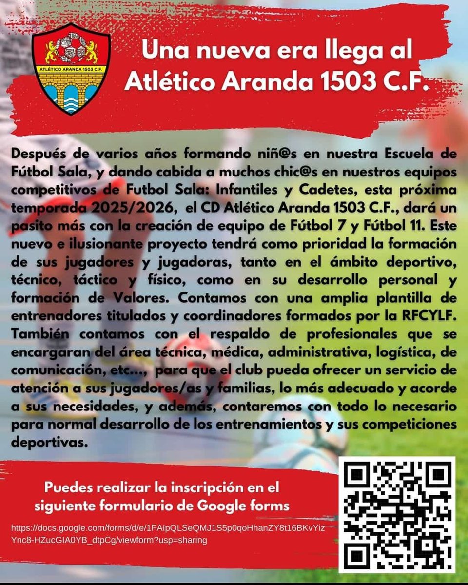 El crecimiento del club nos ha llevado a reflexionar y dar este paso. La próxima temporada contaremos con equipos de F7 y F11, y además, seguiremos potenciando y ampliando los equipos de competición de Fútbol Sala y la joya de la corona: la Escuela de Fútbol Sala para tod<a href="/s/">『S』</a> niñ@s