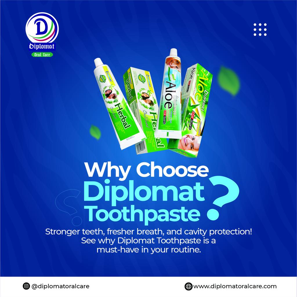 Diplomatoralc's tweet photo. Protect your smile with Diplomat Toothpaste! Stronger teeth, fresher breath, and cavity protection for a healthier, happier you.

 #DiplomatToothpaste #ToothProtection #HealthySmile https://t.co/ADOifrdn3j