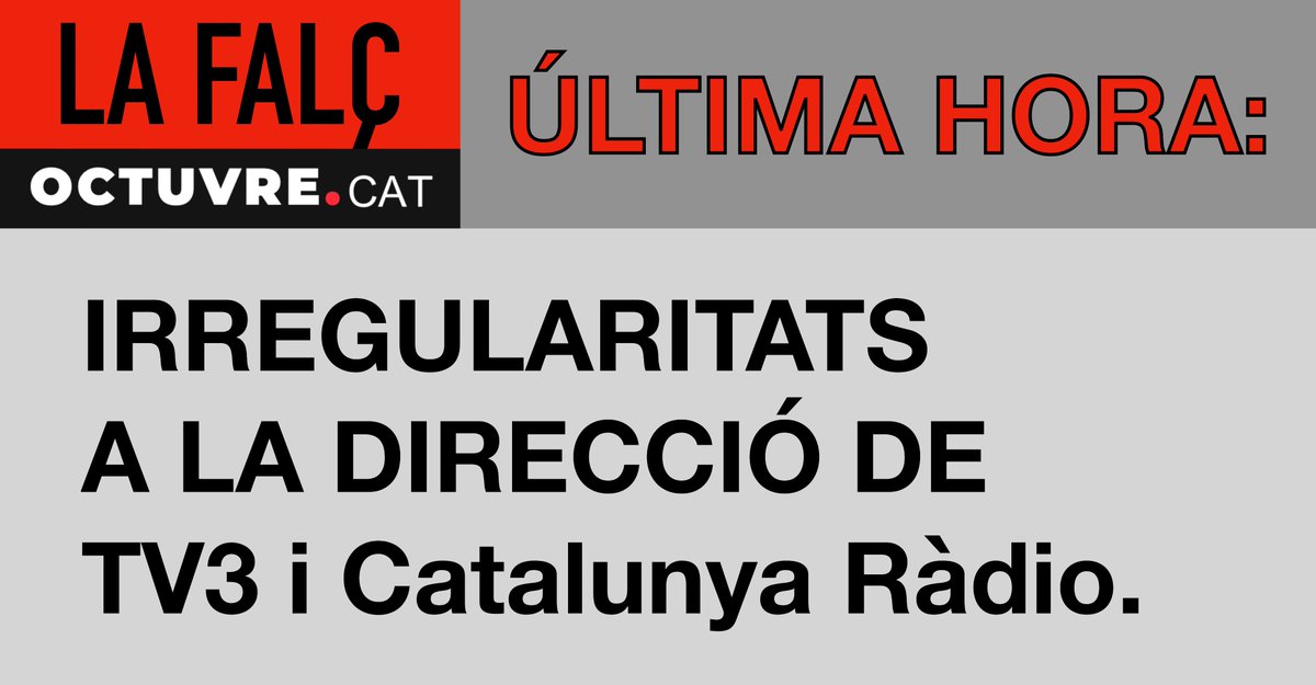 OctuvreCAT's tweet photo. ❌❌❌
Fa uns minuts hem enviat un correu explicant una sèrie d'irregularitats greus detectades a la CCMA.  El podeu llegir aquí: https://t.co/HZgjVyzWbu
Bon dia! https://t.co/Mo1uLMySkH