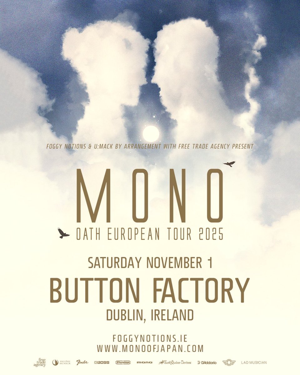 u:mack (@umackdublin) on Twitter photo Japanese post rock legends <a href="/monoofjapan/">MONO (Japan)</a> return to Dublin on Saturday November 1st, for a performance in The <a href="/ButtonFactory22/">Button Factory</a>. Presented with <a href="/foggynotions/">Foggy Notions</a> Notions, tickets go on sale this Friday at 10am here:
secure.tickets.ie/Listing/EventI… Japanese post rock legends <a href="/monoofjapan/">MONO (Japan)</a> return to Dublin on Saturday November 1st, for a performance in The <a href="/ButtonFactory22/">Button Factory</a>. Presented with <a href="/foggynotions/">Foggy Notions</a> Notions, tickets go on sale this Friday at 10am here:
secure.tickets.ie/Listing/EventI…