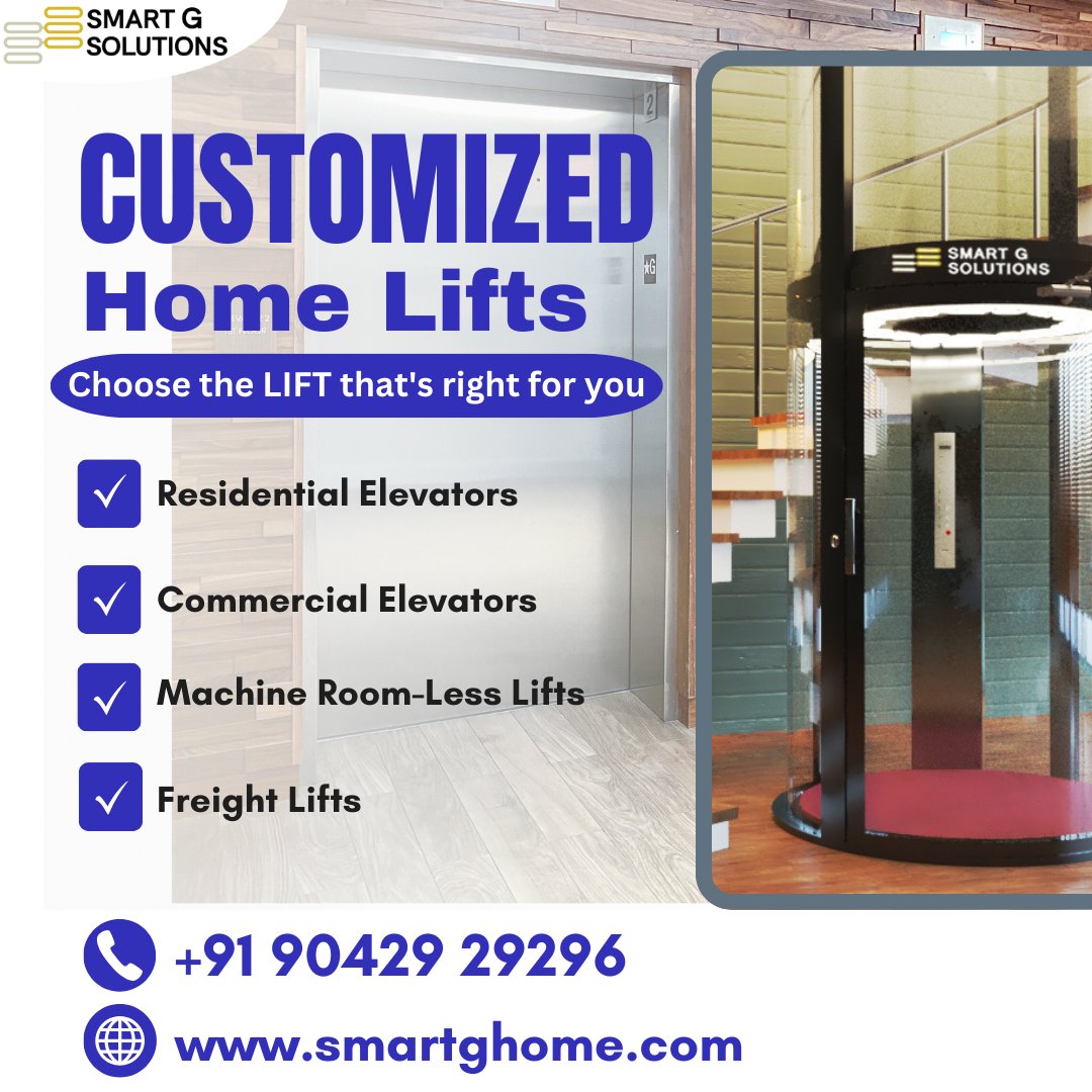 Smart_gsolution's tweet image. Upgrade your space with Smart G Solutions Customized Home Lifts—safe, stylish, and easy to install! 🏡📷 Choose from residential, commercial, freight, and machine room-less lifts to suit your needs.

📞 +91 90429 29296
🌐 smartghome.com

#HomeLifts #SmartGSolutions