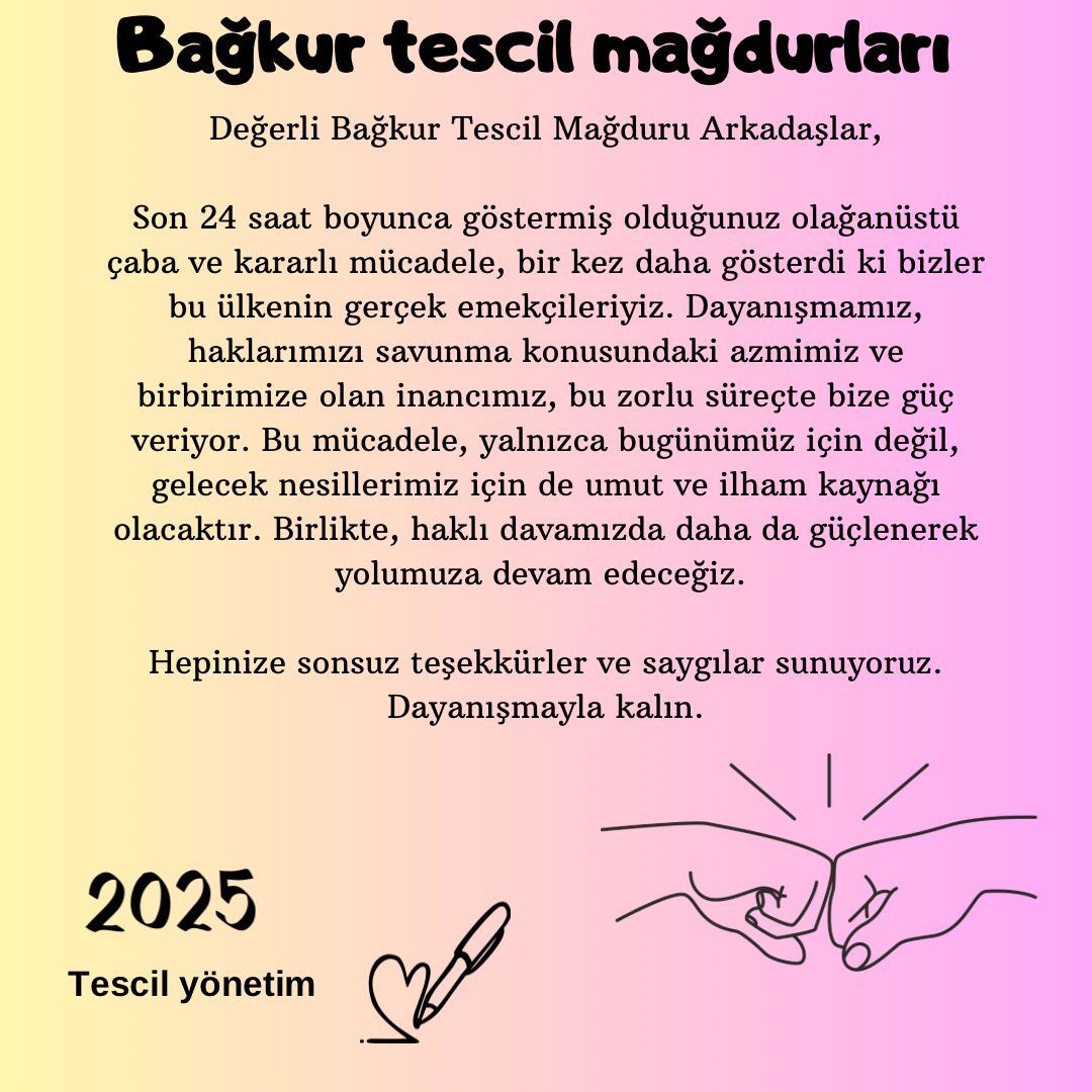 Bağ-Kur Tescil Mağduru Mehmet (@isler1977) on Twitter photo 2003'te getirilen geçici 18. Madde ile sosyal güvenlik haklarımıza kısıtlama geldi. Geçici madde kaldırılmalı, TESCİL hakkımız iade edilmeli <a href="/RTErdogan/">Recep Tayyip Erdoğan</a> <a href="/_cevdetyilmaz/">Cevdet Yılmaz</a> <a href="/isikhanvedat/">Prof. Dr. Vedat Işıkhan</a> <a href="/vedatbilgn/">Vedat Bilgin</a> @ErbakanFatih <a href="/Akparti/">AK Parti</a> <a href="/memetsimsek/">Mehmet Simsek</a> <a href="/mvaliyuksel42/">Ali Yüksel</a>
#BağkurTescilMağdurları 2003'te getirilen geçici 18. Madde ile sosyal güvenlik haklarımıza kısıtlama geldi. Geçici madde kaldırılmalı, TESCİL hakkımız iade edilmeli <a href="/RTErdogan/">Recep Tayyip Erdoğan</a> <a href="/_cevdetyilmaz/">Cevdet Yılmaz</a> <a href="/isikhanvedat/">Prof. Dr. Vedat Işıkhan</a> <a href="/vedatbilgn/">Vedat Bilgin</a> @ErbakanFatih <a href="/Akparti/">AK Parti</a> <a href="/memetsimsek/">Mehmet Simsek</a> <a href="/mvaliyuksel42/">Ali Yüksel</a>
#BağkurTescilMağdurları