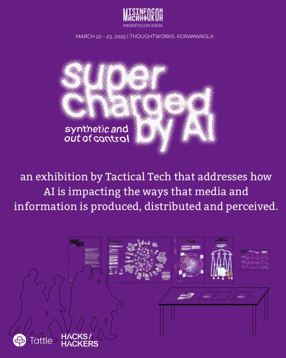 tattle (@tattlemade) on Twitter photo ๐ Supercharged by AI is coming to #MisinfoCon!
This exhibition, by <a href="/Info_Activism/">Tactical Tech</a> and DensityDesign Lab (Politecnico di Milano), in collaboration with IFLA, unpacks how AI is reshaping media and information.
Join us in Bengaluru to get a glimpse!
misinfoconindia.com/register ๐ Supercharged by AI is coming to #MisinfoCon!
This exhibition, by <a href="/Info_Activism/">Tactical Tech</a> and DensityDesign Lab (Politecnico di Milano), in collaboration with IFLA, unpacks how AI is reshaping media and information.
Join us in Bengaluru to get a glimpse!
misinfoconindia.com/register