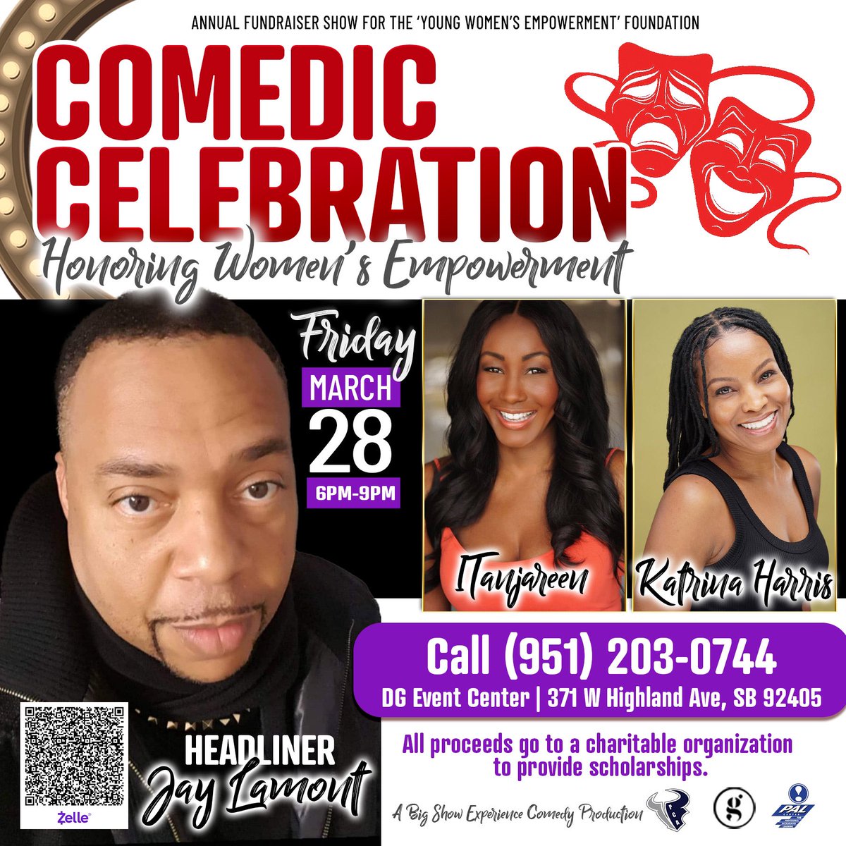 ywe_foundation's tweet photo. Share and secure your seat!
Friday March 28, 2025
Diamond Gold Event Center (Chase Bank Parking Lot)
371 W Highland Ave
San Bernardino, CA 92405
Doors open @ 5:30p
For $50 tickets, $400 tables or sponsorships contact ywefoundation@gmail.com or
Zelle@ywefoundation@gmail.com https://t.co/8zB9Shv6xn
