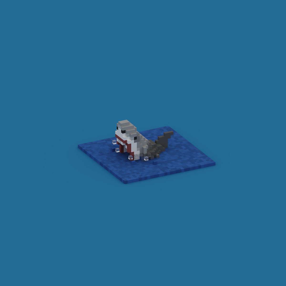 acerola_14's tweet image. お題：サメ

 #10分ドット
#voxelart 
#ボクセルアート