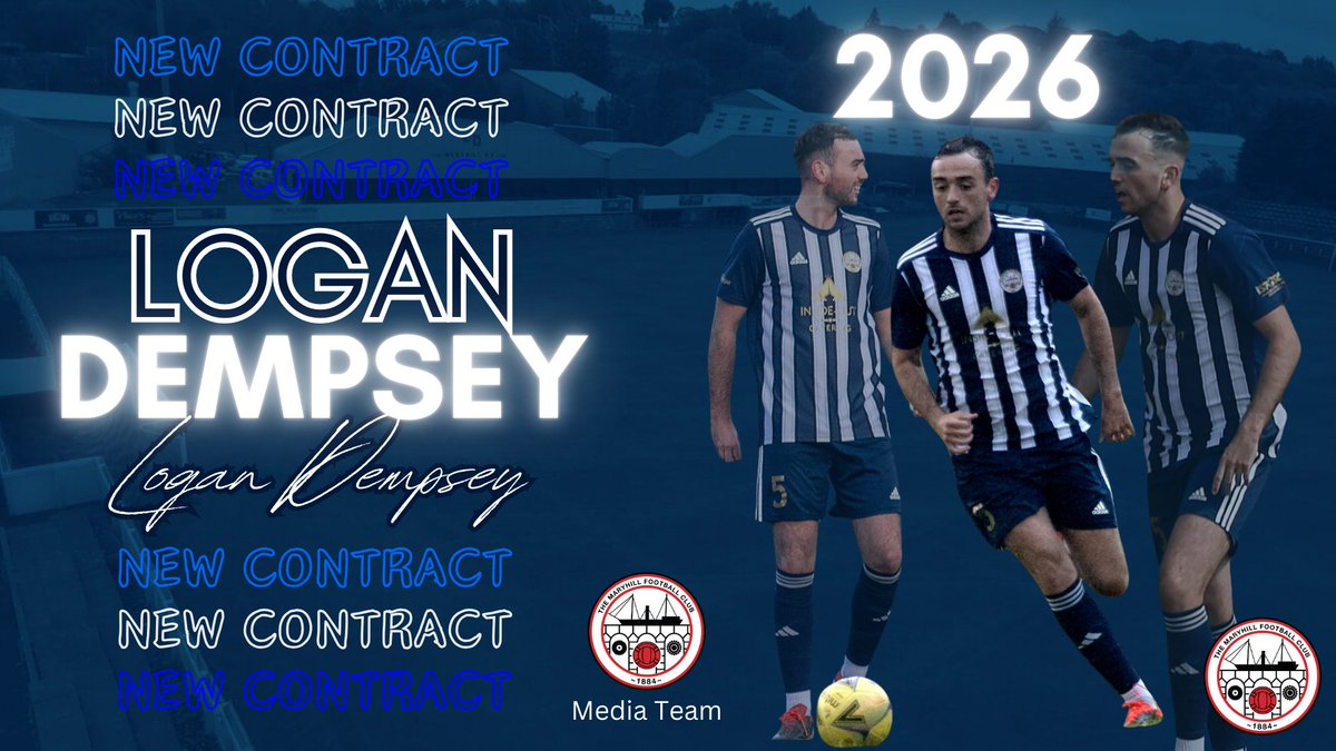 ✍️ Dempsey Re-signs!

Maryhill FC defender Logan Dempsey has extended his contract for 2025/2026!

Logan has made 20 appearances so far this season and has claimed 2 MOTM awards to date.

Logan is sponsored by the Maryhill FC Media Team for the 24/25 season.

#MFC140 #Since1884