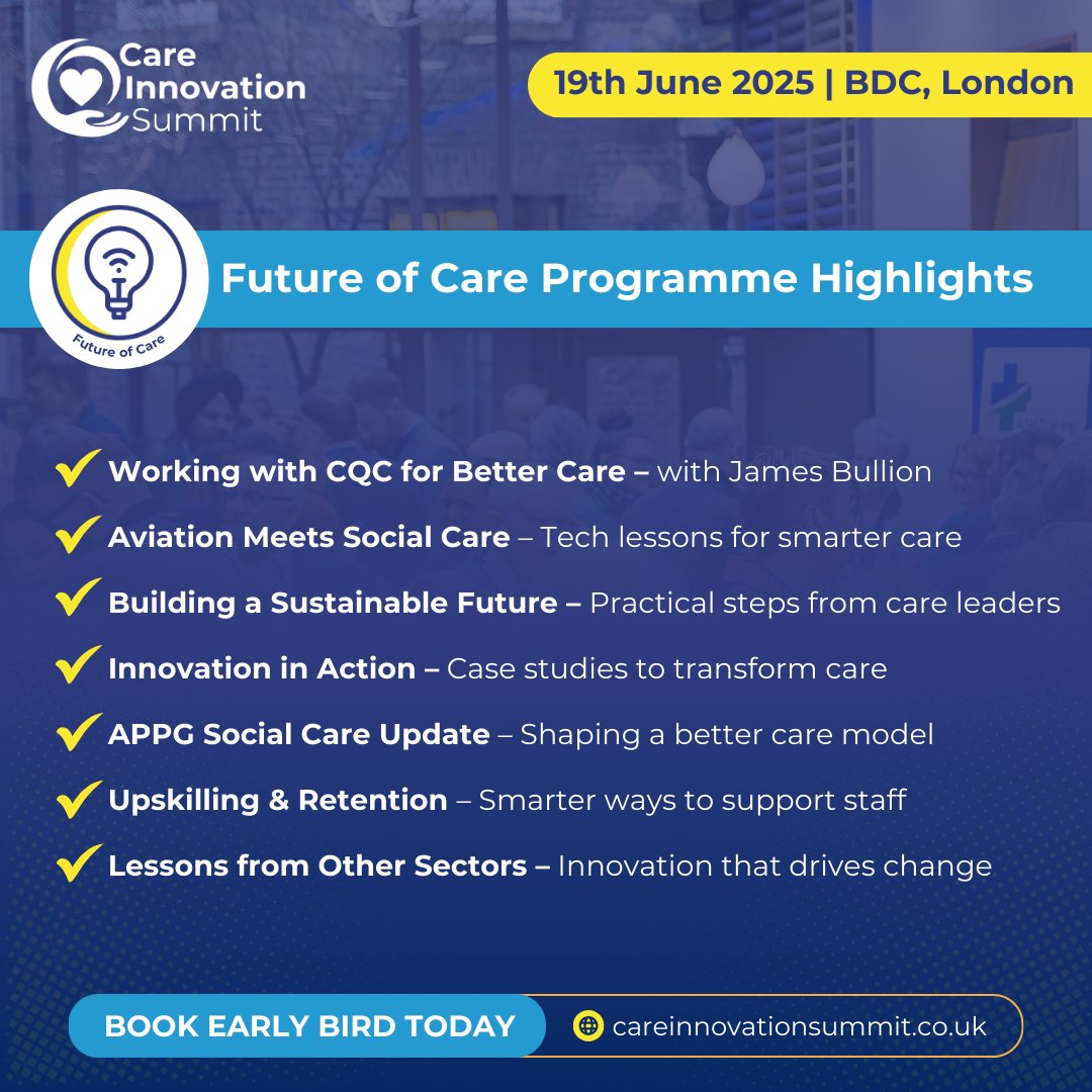 The Future of Care Stream at #CareInnovationSummit is for ambitious leaders ready to take their care setting to the next level. Explore real case studies, fresh ideas &amp; innovative strategies that inspire new thinking &amp; practical solutions.

Book now: bit.ly/3UBff4r