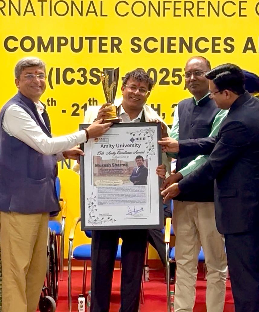 Prometheus_Edu's tweet image. Honored and Proud!

We are thrilled to share that Mr. Mukesh Sharma, Founder Chairperson and CEO has been awarded the Amity Excellence Award at the International Conference on Innovation, Computer Sciences, and Engineering (IC3SE 2025) hosted today at Amity University.