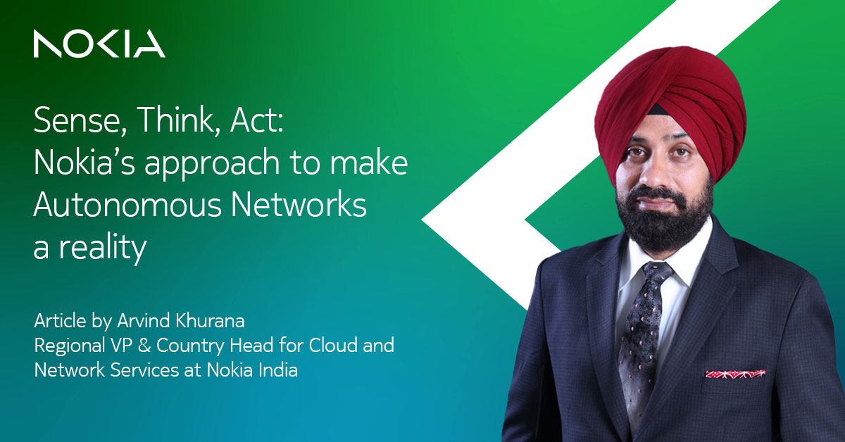 In its special 25th anniversary issue, leading telecom magazine, <a href="/telenet_mag/">tele.net</a>, highlights Arvind Khurana’s insights on making autonomous networks a reality with Nokia’s innovative Sense, Think, Act approach. 

Read the article: nokia.ly/3FDBy56