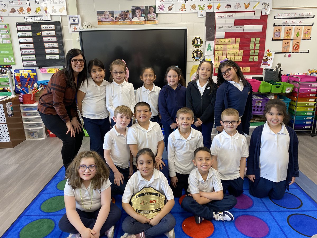 🌟We have been working hard to earn the attendance belt! Way to go with 100% attendance last week! 🏆#RoyBulls #D83Shines