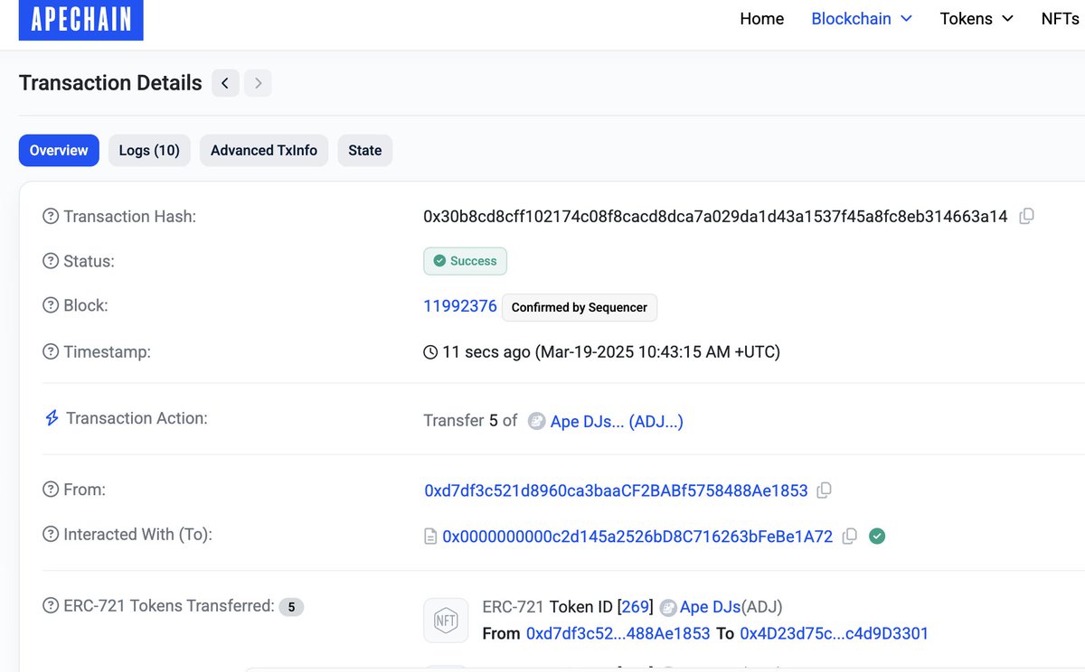 DJApesNFT's tweet photo. We droped 5 DJ Apes to Interim Wallet.
Its Like burning or? ๐ฅ๐ฅ๐ฅ
Thanks @apecoin for the best chain
#Apechain #Bestchain #Allinapecoin https://t.co/tnQwYvnYuD