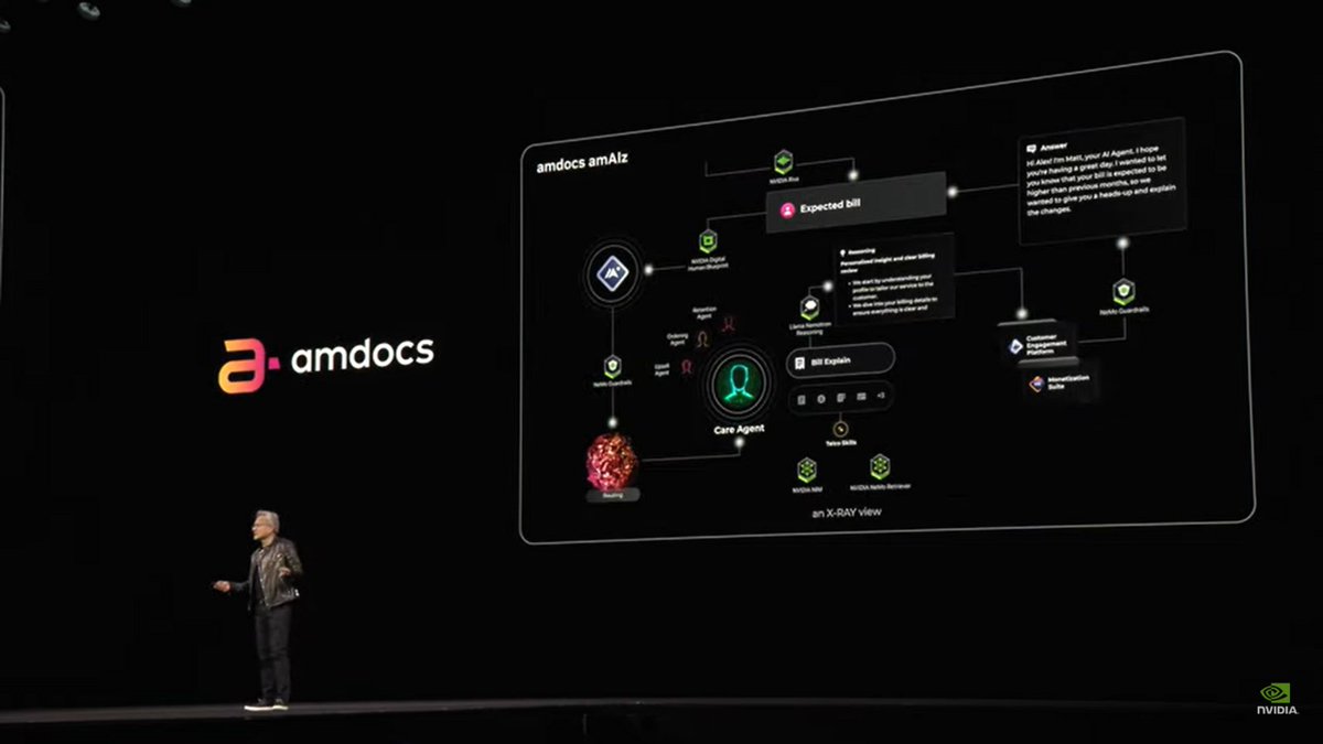 What an incredible moment for us at <a href="/Amdocs/">Amdocs</a> when <a href="/NVIDIAAI/">NVIDIA AI</a> 's Jensen Huang gives a shout out to our amAIz suite at <a href="/NVIDIAGTC/">NVIDIA GTC</a> 
"The best AI suite built for the telecom industry" his words not mine! 🤙

#GTC25 #AI