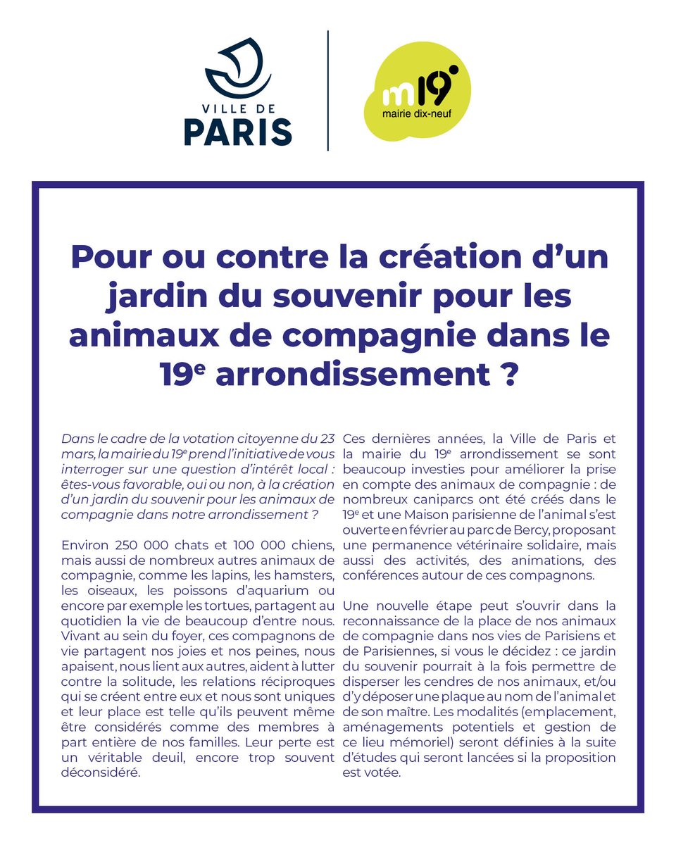 monquartier19's tweet image. VOTATION CITOYENNE DIMANCHE 23 MARS 2025 📢📥
Rendez-vous ce dimanche 23 mars de 9h à 19h au gymnase Jean Jaurès pour la votation citoyenne 2025.
Exprimez-vous sur la question parisienne (végétalisation des rues) et locale (jardin du souvenir pour les animaux) 👇