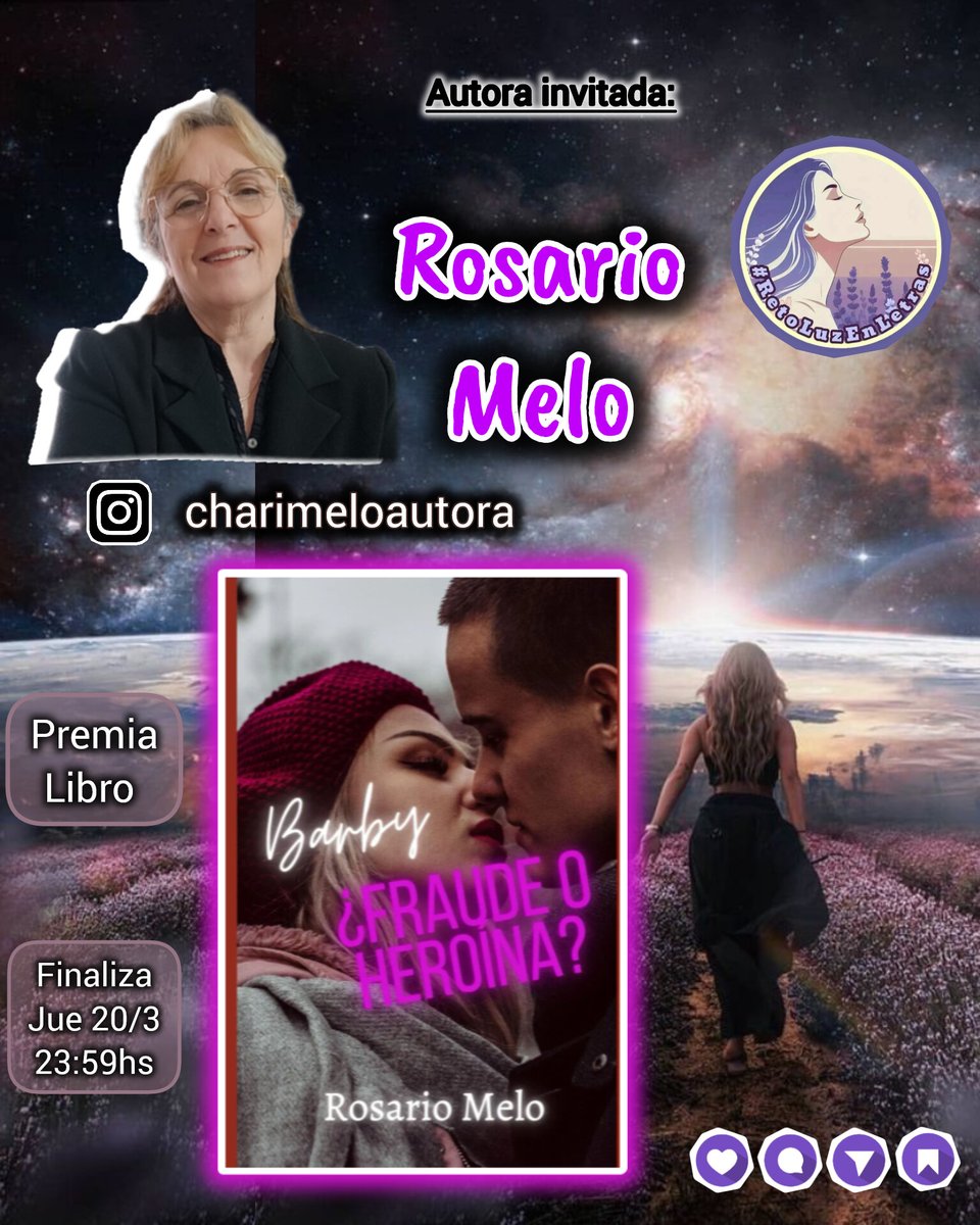 ✨#RetoLuzEnLetras 116* <a href="/Luztintalavanda/">📚 Luz | Creadora de Contenido</a>
🖊️Autora invitada: Rosario Melo instagram.com/charimeloautor…

❗Tal cual: Imagen del reto
✍🏼Relato-Prosa-Poesía
➡️Literal: *BARBY, ¿FRAUDE O HEROÍNA?*
💡Lenguaje-Ortografía

🏅Chari premia📕 libro en físico
⌛FIN: Jue 20/3 • 23:59h 🇪🇸Peninsula