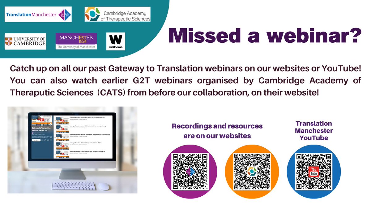 Translation Manchester (@translation_mcr) on Twitter photo πΊ Missed a webinar? Watch all G2T events in the past year on our websites or YouTube!
π translation.manchester.ac.uk
π ats.cam.ac.uk
βΆοΈ youtube.com/playlist?list=β¦
Watch now and stay ahead in the field! π
<a href="/CambridgeATS/">CambridgeATS</a> <a href="/Cambridge_Uni/">Cambridge University</a> <a href="/OfficialUoM/">The University of Manchester</a> <a href="/FBMH_UoM/">UoM Biology, Medicine and Health</a> <a href="/wellcometrust/">Wellcome</a> πΊ Missed a webinar? Watch all G2T events in the past year on our websites or YouTube!
π translation.manchester.ac.uk
π ats.cam.ac.uk
βΆοΈ youtube.com/playlist?list=β¦
Watch now and stay ahead in the field! π
<a href="/CambridgeATS/">CambridgeATS</a> <a href="/Cambridge_Uni/">Cambridge University</a> <a href="/OfficialUoM/">The University of Manchester</a> <a href="/FBMH_UoM/">UoM Biology, Medicine and Health</a> <a href="/wellcometrust/">Wellcome</a>