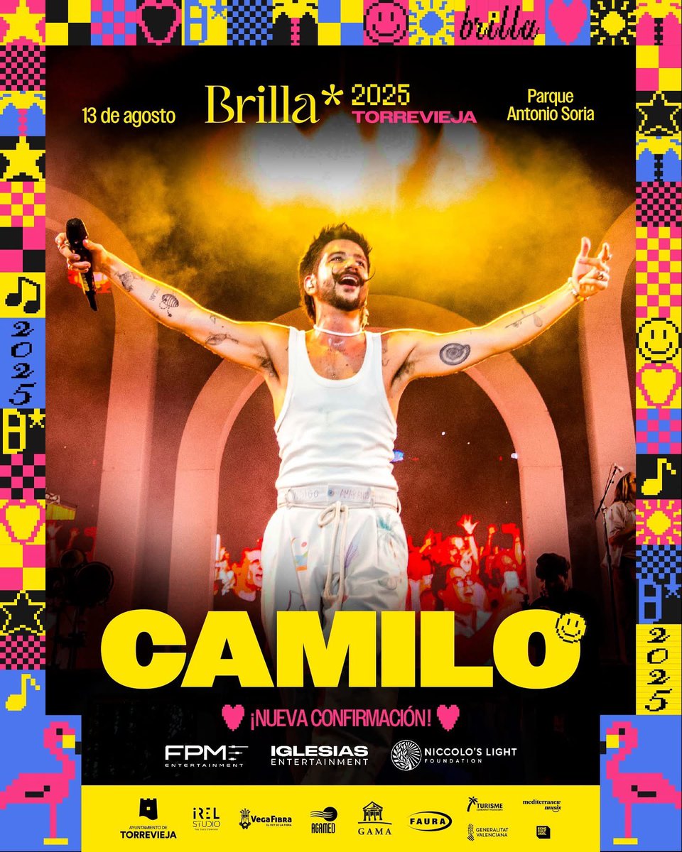 EduardoDolon's tweet image. ¡Ya tenemos a la gran estrella INTERNACIONAL de Brilla Torrevieja 2025! 🤩👏🏼

CAMILO @CamiloMusica 🌟CONFIRMADO
📅 MIÉRCOLES  13 DE AGOSTO