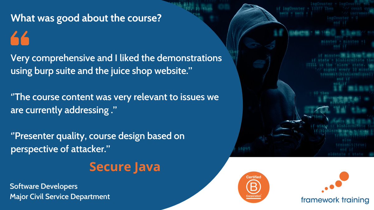 FrameworkTrain's tweet image. Relevance - this is often used to describe our instructor-led courses.
Our instructors always ensure content is relevant to current projects and issues.
#securejava #technicaltraining #java