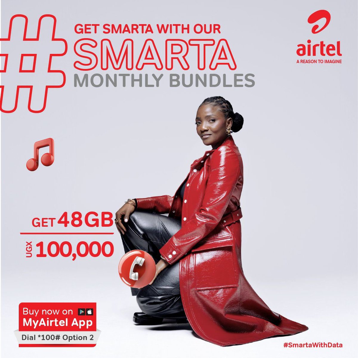 McKCarol256's tweet photo. Purchase 48GB valid for 30 days at as low as 100k with SMARTA Monthly Bundles.
Dial *100# option 2 to purchase and keep in touch with your loved ones๐ฅฐ
#SmartWithData
#AirtelCares https://t.co/Lzpezt8LsU