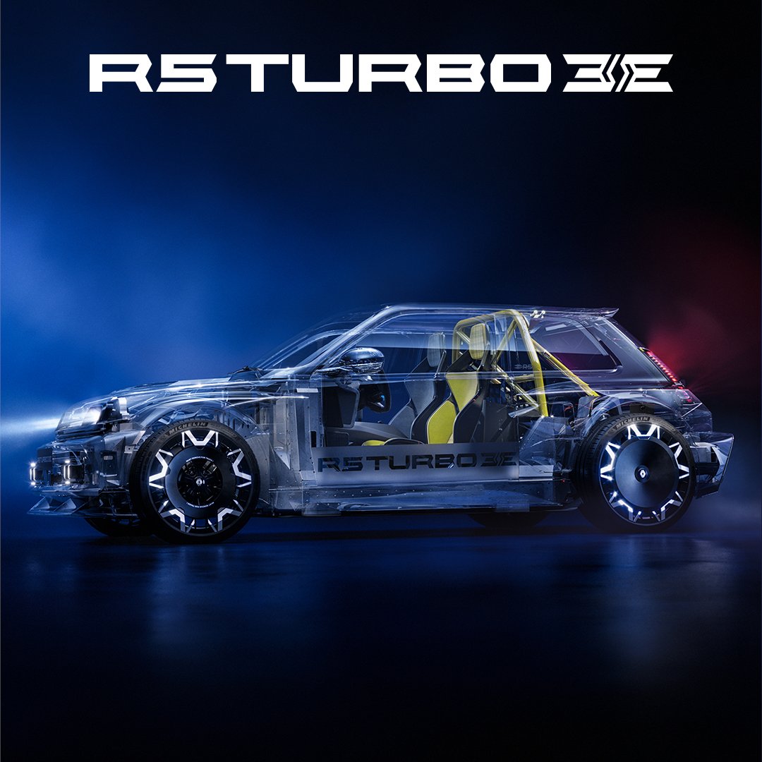 #Renault5 #Turbo3E was designed to maximize performance, without compromise.
carbon superstructure combining maximum rigidity and lightness for optimum agility.
two electric motors integrated into the rear wheels delivering 540 hp and 0-100 km/h in under 3.5s.
an 800V electric