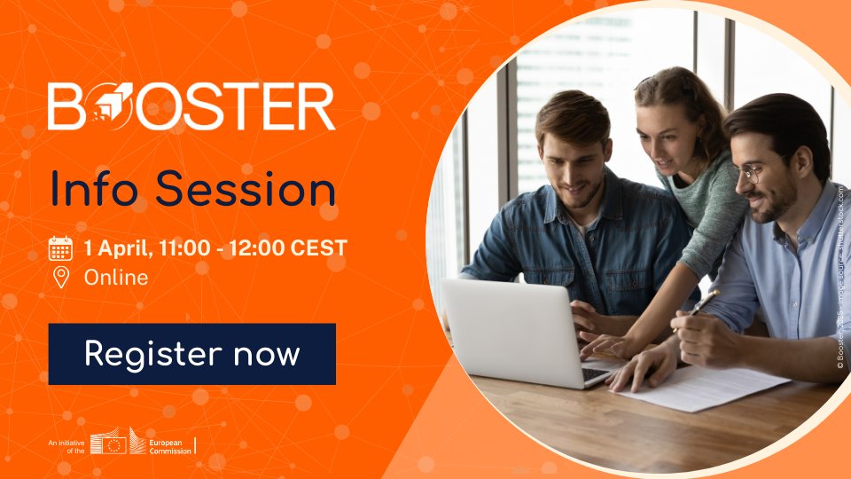 HorizonBooster's tweet image. A little reminder that our first online info session introducing Booster and its services will take place on 01/04/2025! Save the date &amp;amp; register now: ec.europa.eu/research/parti…. We look forward to seeing you there! 👋 #HorizonEU #HorizonEurope #EUproject