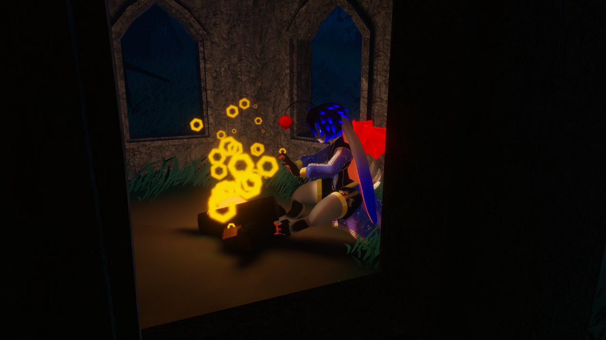 Taking a brief moment to rest in the ruins