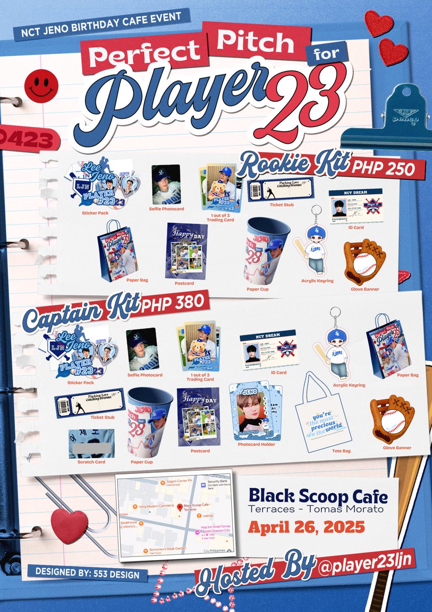 player23ljn's tweet photo. 𝙋𝙚𝙧𝙛𝙚𝙘𝙩 𝙋𝙞𝙩𝙘𝙝 𝙛𝙤𝙧 𝙋𝙡𝙖𝙮𝙚𝙧 #23
[ QUEZON CITY ] DAY 2

Event details:
📍Blackscoop Terraces - Tomas Morato QC
🗓️ April 26, 2025
🕑 2 PM - 5 PM

⚾️ REGISTRATION FORM: https://t.co/IxYOC7yeac

⚾️ ONLINE KITS: https://t.co/gpDgpU775F

#Player23_JENO
#제노 #NCT제노 https://t.co/WzoGcx272T