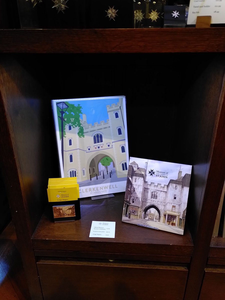 Thrilled to announce that two of our prints can now be picked up at the Museum of the Order of St John in Clerkenwell, London. Thanks to the Museum for sending us these snaps of our St John's Gate Travel Poster and Walk Around Clerkenwell map on display in the shop. #clerkenwell