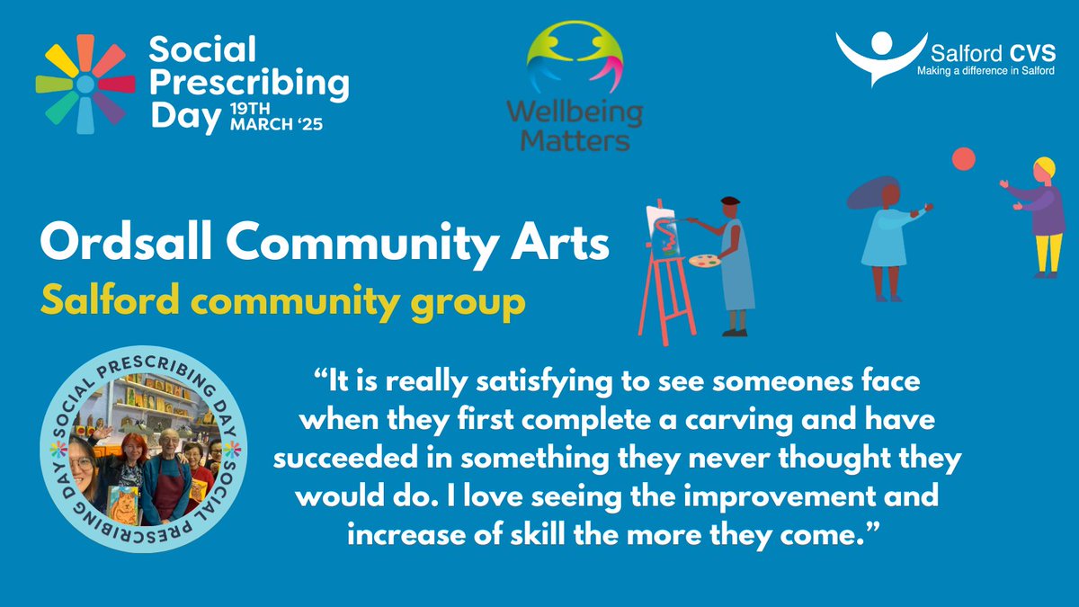 “It is really satisfying to see someone's face when they first complete a carving and have succeeded in something they never thought they would do. I love seeing the improvement and increase of skill the more they come.” 
Ordsall Community Arts
#SocialPrescribingDay