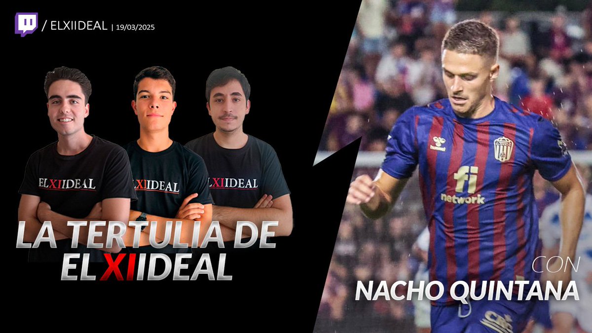 🚨 ATENCIÓN 🚨

📺 Esta tarde 𝗘𝗡𝗧𝗥𝗘𝗩𝗜𝗦𝗧𝗔 en nuestro canal de <a href="/TwitchES/">Twitch ES</a>.

⏰ 1️⃣7️⃣:0️⃣0️⃣.

🔝 Nos visita <a href="/_nachoquintana/">Nacho Quintana</a>, jugador del <a href="/CD_Eldense/">CD Eldense</a>.

🎙 <a href="/guillebermejo19/">Guillermo Bermejo</a>, @Mateolpzprz &amp; <a href="/_fbutron/">Fran Butrón ⚽🥉</a>.

😉 ¡Os esperamos!

👉 twitch.tv/elxiideal

#CDEldense #LaLigaHypermotion