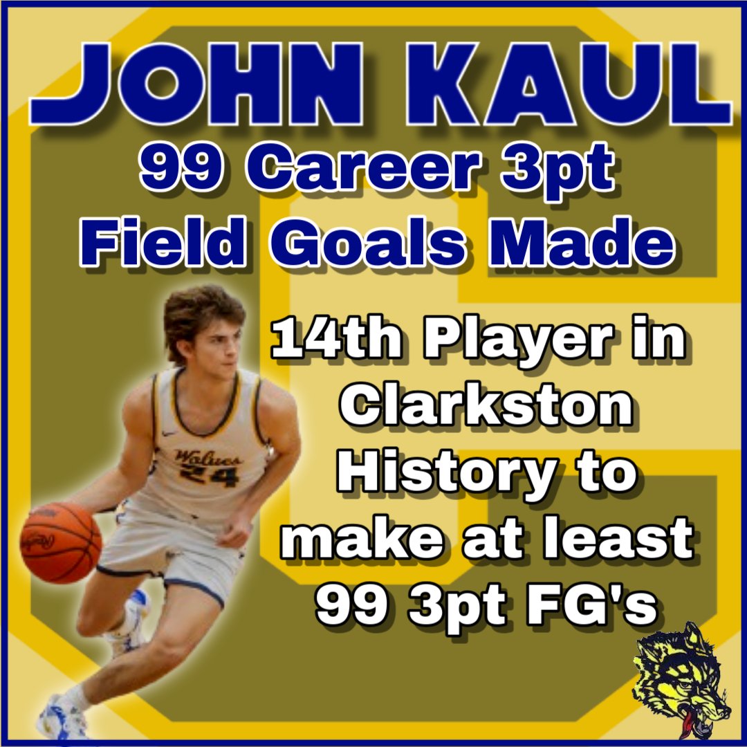 Senior John Kaul finishes with 99 career 3pt Field goals made, good for 14th all time at CHS. #ClarkstonBasketball
