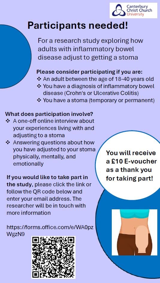 Are you 18-40, living with a stoma due to Crohn’s or Ulcerative Colitis? A trainee psychologist is studying early adulthood adjustment to life with a stoma. Share your story in a one-off online interview &amp; receive a £10 e-voucher. Sign up here: forms.office.com/e/WA0pzWgzN9
#IBD #Stoma