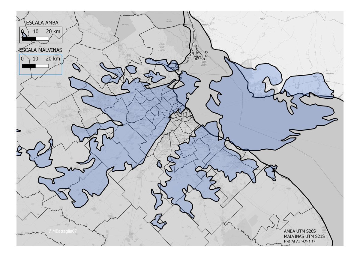 Dado que somos un país muy focalizado en el AMBA, me parecía interesante superponer a las Malvinas 🇦🇷 al AMBA🏦. 

Es una manera de hacer más tangible algo que está lejos.
