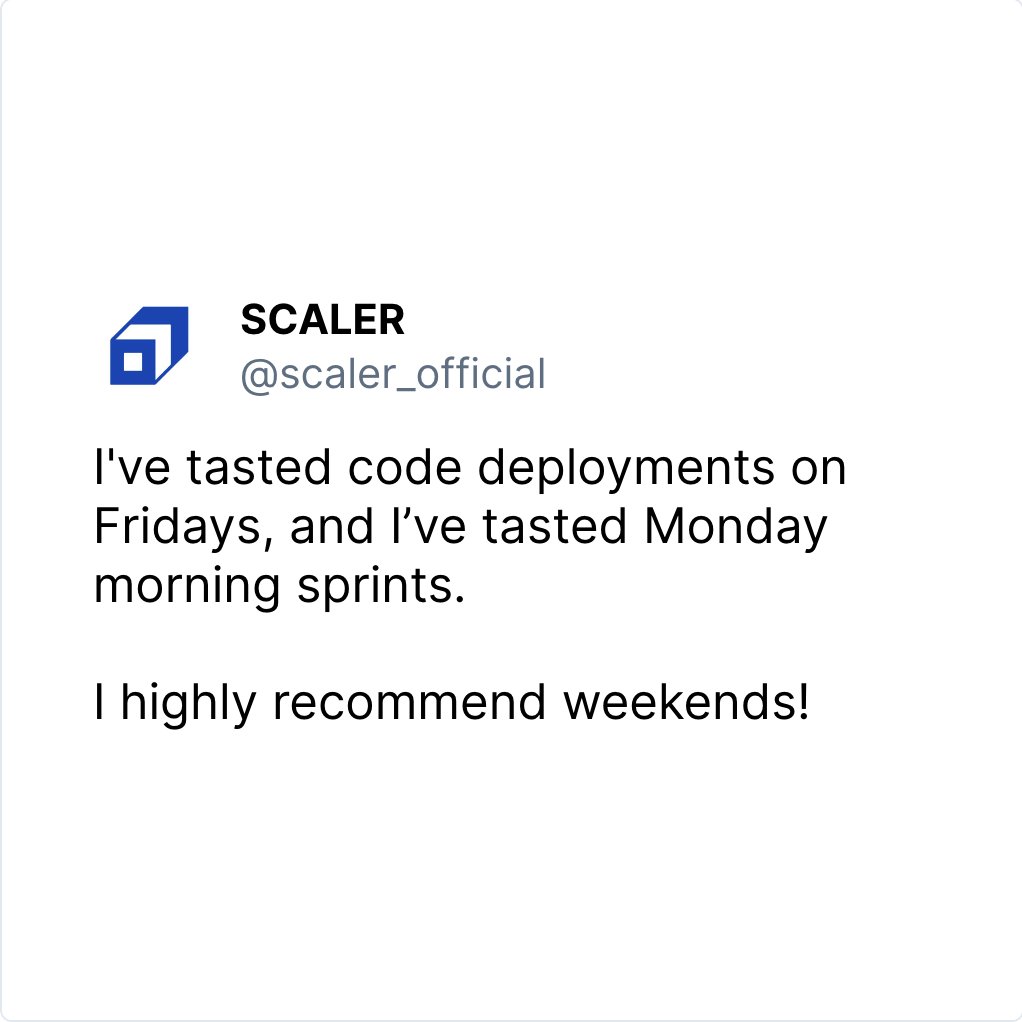 scaler_official's tweet photo. We said what we said. 💻🙅♂️
#SCALER #IveTasted #coding #weekendvibes https://t.co/yCmEdpHaVh