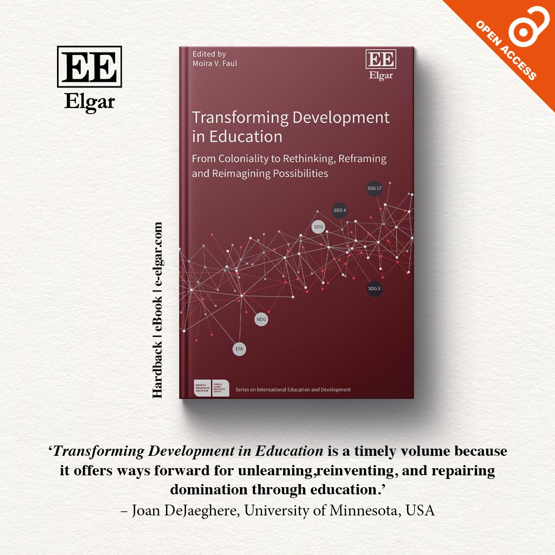 Elgar Sociology (@elgar_sociology) on Twitter photo đź”” New #OpenAccess title, Transforming Development in Education, edited by <a href="/DrMoiraFaul/">Dr Moira V Faul@mastodon.social</a> of @NORRAG
Read this Open Access book for 🆓 now at: doi.org/10.4337/978103…
More info on this title: e-elgar.com/shop/isbn/9781…
#Development #Education #EducationPolicy đź”” New #OpenAccess title, Transforming Development in Education, edited by <a href="/DrMoiraFaul/">Dr Moira V Faul@mastodon.social</a> of @NORRAG
Read this Open Access book for 🆓 now at: doi.org/10.4337/978103…
More info on this title: e-elgar.com/shop/isbn/9781…
#Development #Education #EducationPolicy