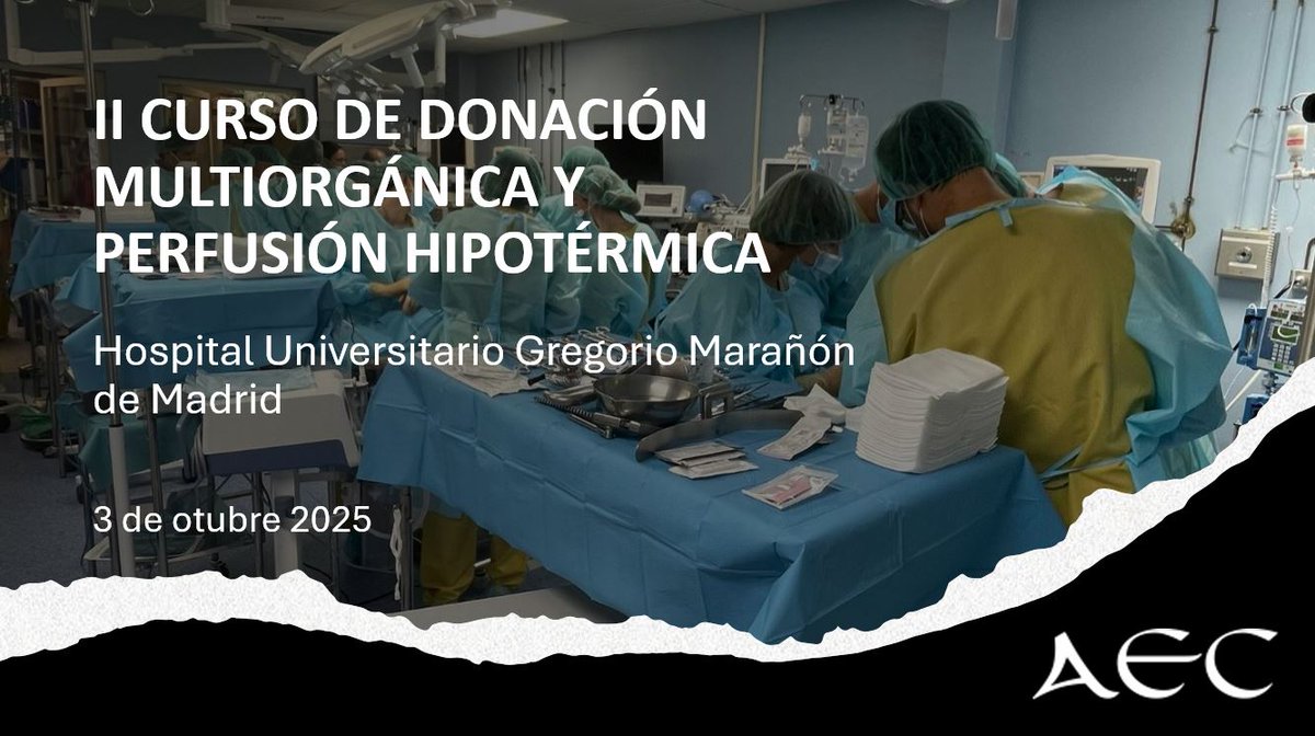 aecirujanos (@aecirujanos) on Twitter photo 📢La sección de <a href="/TrasplanteAEC/">AEC-Trasplante</a> convoca la segunda edición del "CURSO DE DONACIÓN MULTIORGÁNICA Y PERFUSIÓN HIPOTÉRMICA" que se celebrará el 3 octubre en el <a href="/CHgugm/">Cirugia_HGUGM</a>
👉Tienes toda la info aquí: aecirujanos.es/II-Curso-de-Do…
<a href="/Lrbv50/">Luis R. Bachiller</a> <a href="/cdopazo1/">Cristina Dopazo</a> <a href="/aechbp/">AecHBP</a> 📢La sección de <a href="/TrasplanteAEC/">AEC-Trasplante</a> convoca la segunda edición del "CURSO DE DONACIÓN MULTIORGÁNICA Y PERFUSIÓN HIPOTÉRMICA" que se celebrará el 3 octubre en el <a href="/CHgugm/">Cirugia_HGUGM</a>
👉Tienes toda la info aquí: aecirujanos.es/II-Curso-de-Do…
<a href="/Lrbv50/">Luis R. Bachiller</a> <a href="/cdopazo1/">Cristina Dopazo</a> <a href="/aechbp/">AecHBP</a>