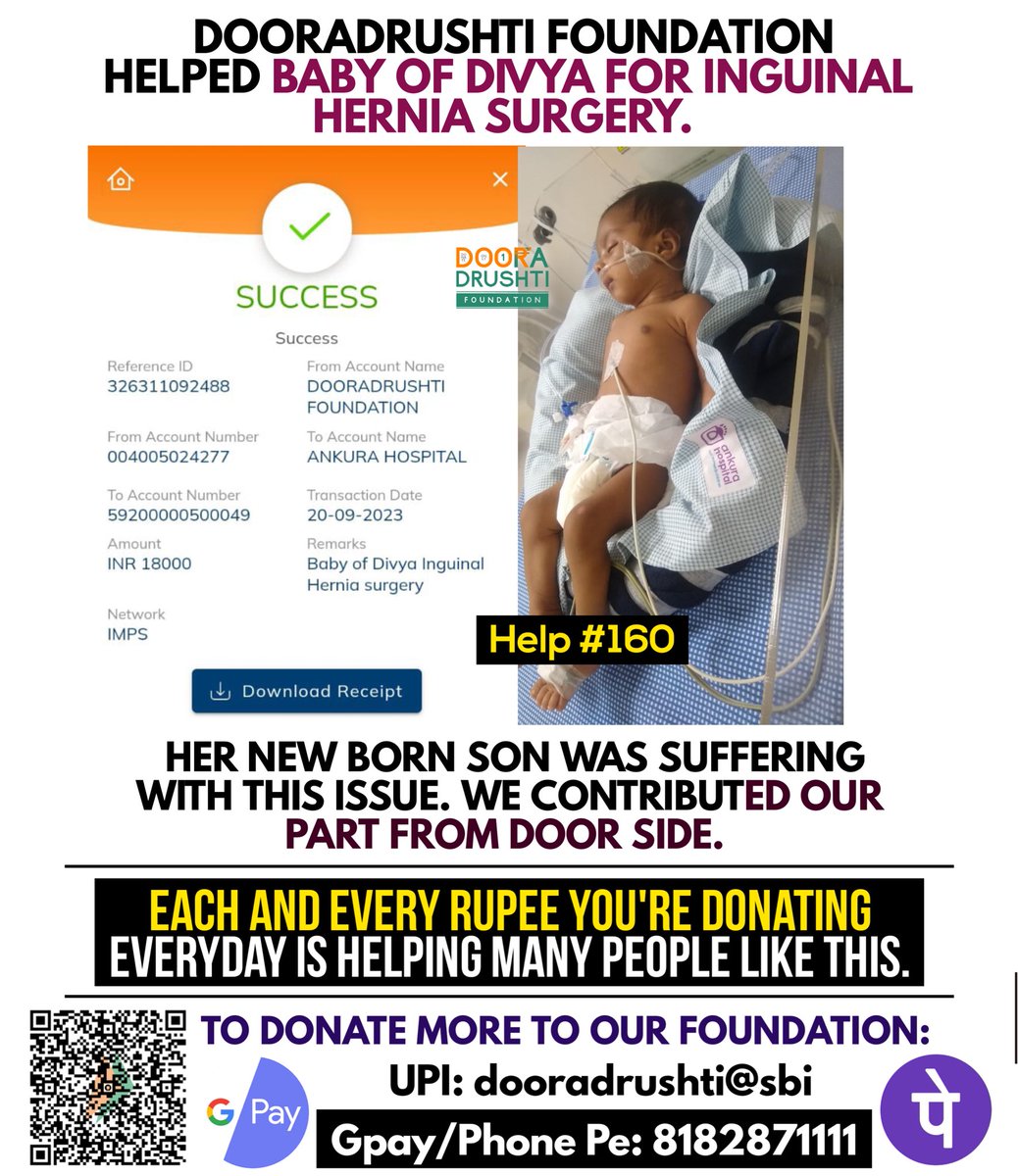 Help #160 post from <a href="/dooradrushti/">Dooradrushti Foundation</a> ❤️🤝

Spread our initiative of <a href="/DonateOnlyRupee/">Donate Only One Rupee</a> to more people and help us in helping more needy ones 😊 #Door_Helps #DonateOnlyOneRupee