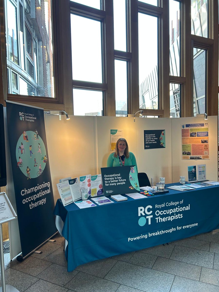 RCOT_PolicySco's tweet photo. Day 2 at Holyrood and we are joined by Sarah Jane Donald from @NHSLanarkshire who works in their young onset dementia team. We are looking forward to the MSPs trying out the Rookwood assessment and learning more about how occupational therapy can support their constituents. https://t.co/bpDvfCPOeP