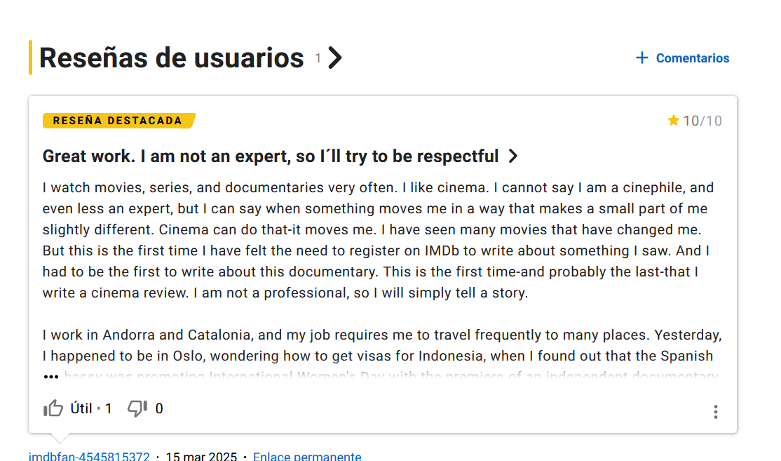 Encantados con la primera reseña del documental "No apto para cobardes" (2024): reseña 10/10 de imdbfan-4545815372 en IMDb - imdb.com/title/tt351865…