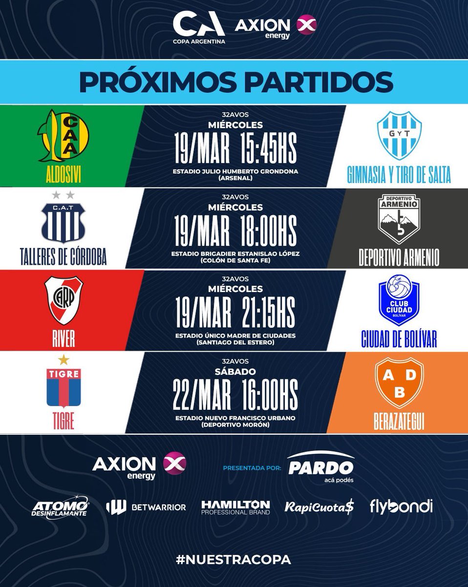 casatomada_ar's tweet photo. River se estrena en Copa Argentina frente a Club Ciudad de Bolívar

Los datos que hay que saber. https://t.co/OoXqKNGrvH

#RiverPlate 

Toda la programación de Copa Argentina https://t.co/7eSedaGc87