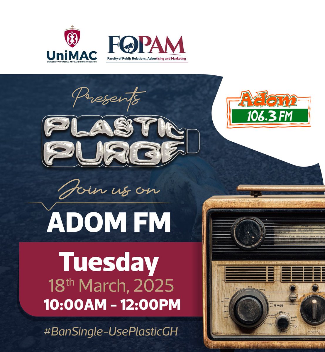 We're live on <a href="/Adom1063fm/">Adom 106.3 FM</a> this morning at 10:00 AM

#BanSingleUsePlasticsGH