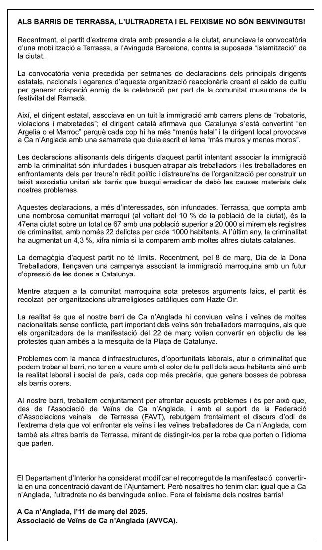 UCFR Terrassa (Unitat Contra Feixisme I Racisme) tweet media