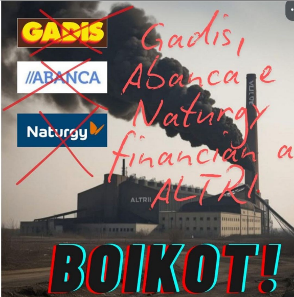 nabia69's tweet photo. Onte puxen un chío con este cartaz que me chegou ao whatsapp no que sinalaba empresas galegas que financiaban a Altri.

Quen leva a conta de Gadis respondeu que non tiñan nada que ver con ALTRI. Ante a dúbida, optei por borrar. Estaría trabucada?

Abro fío 🧵 https://t.co/ersN28003z